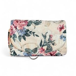 Vintage Floral Tapestry print hanging makeup‎ toiletries bag w/ storage pockets